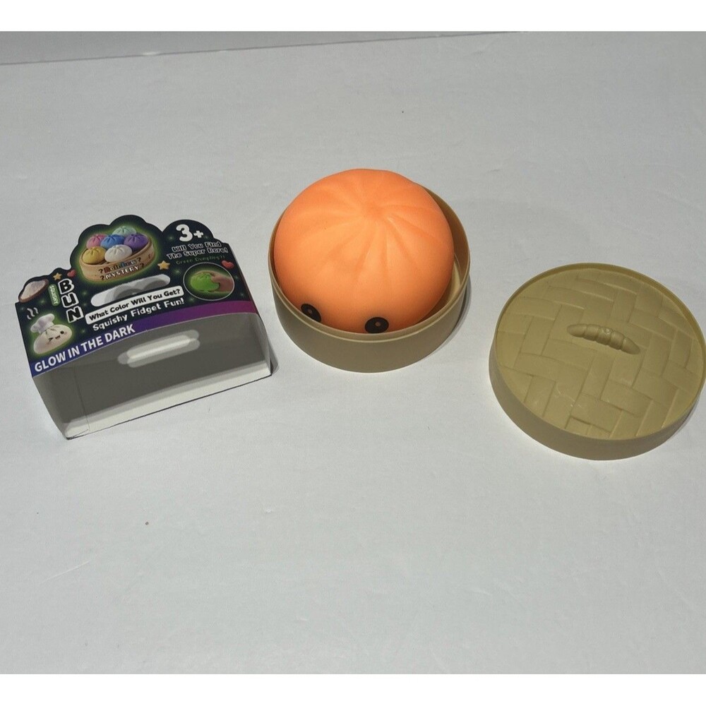 Glow in the Dark Squishy Bun Mystery Dumpling Fidget Toy with Steamer Case NWT - Picture 4 of 5